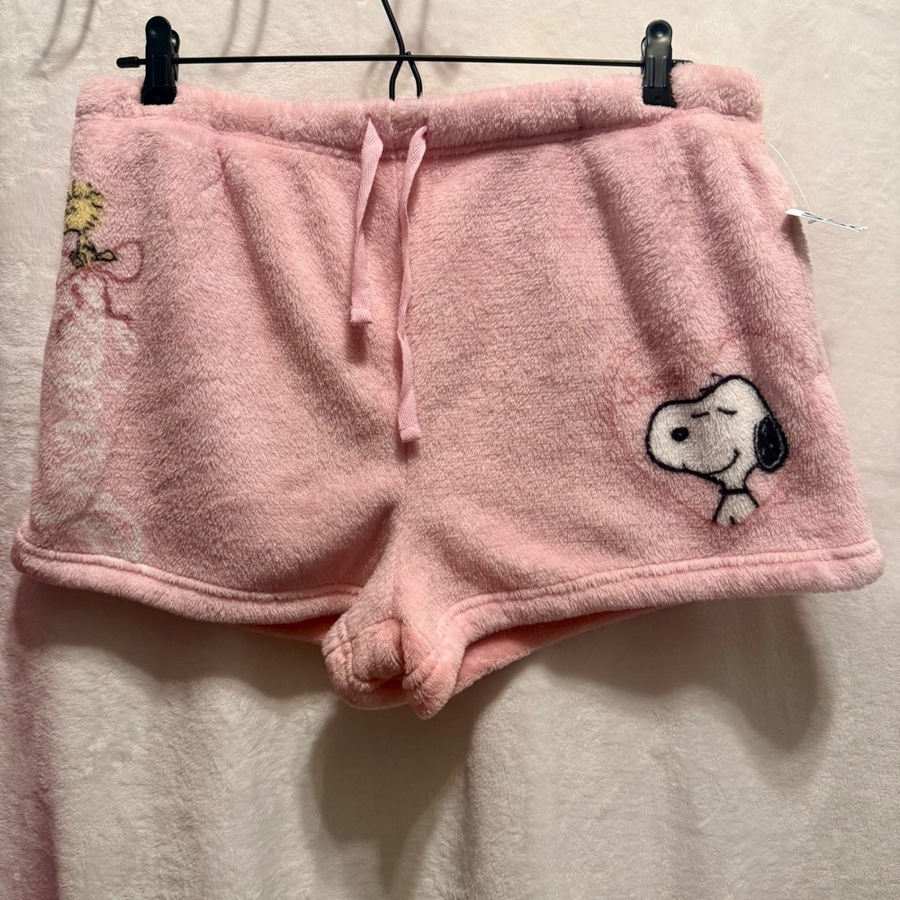 Peanuts Pink Fleece Women's Sleep Shorts NWT